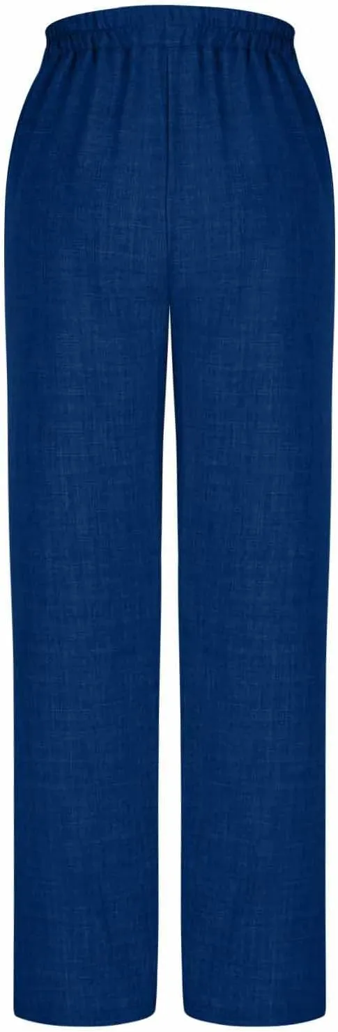 Solid Color Linen Pants for Women 2025 Summer Flowy High Waisted Beach Palazzo Trousers with Pockets