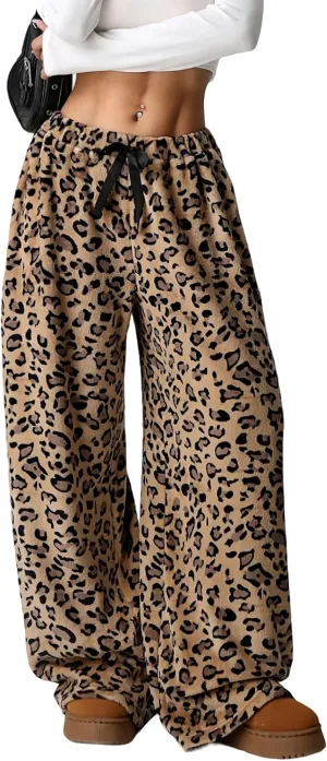 SOLY HUX Women's Wide Leg Sweatpants Drawstring Baggy Trousers High Waisted Loose Casual Jogger Pants