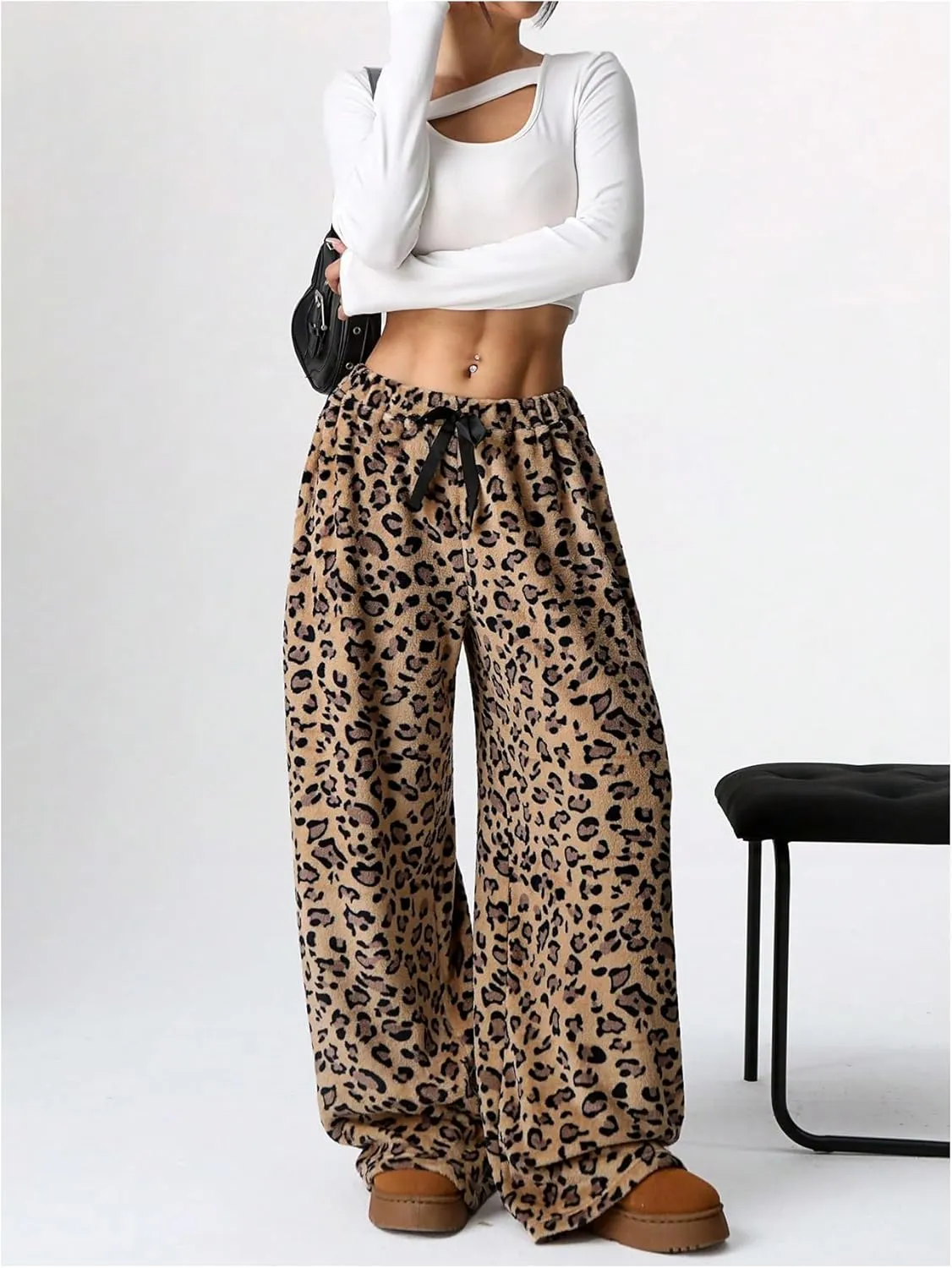 SOLY HUX Women's Wide Leg Sweatpants Drawstring Baggy Trousers High Waisted Loose Casual Jogger Pants