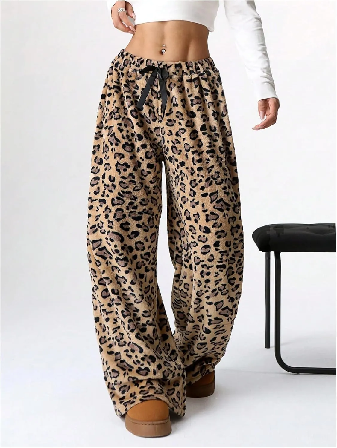 SOLY HUX Women's Wide Leg Sweatpants Drawstring Baggy Trousers High Waisted Loose Casual Jogger Pants
