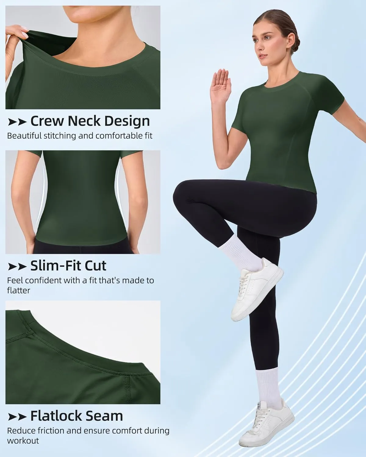 SPVISE Women's Compression Shirt Short Sleeve Workout Tops Athletic Baselayer Dry Fit Running Yoga Gym Basic T-Shirt Crewneck