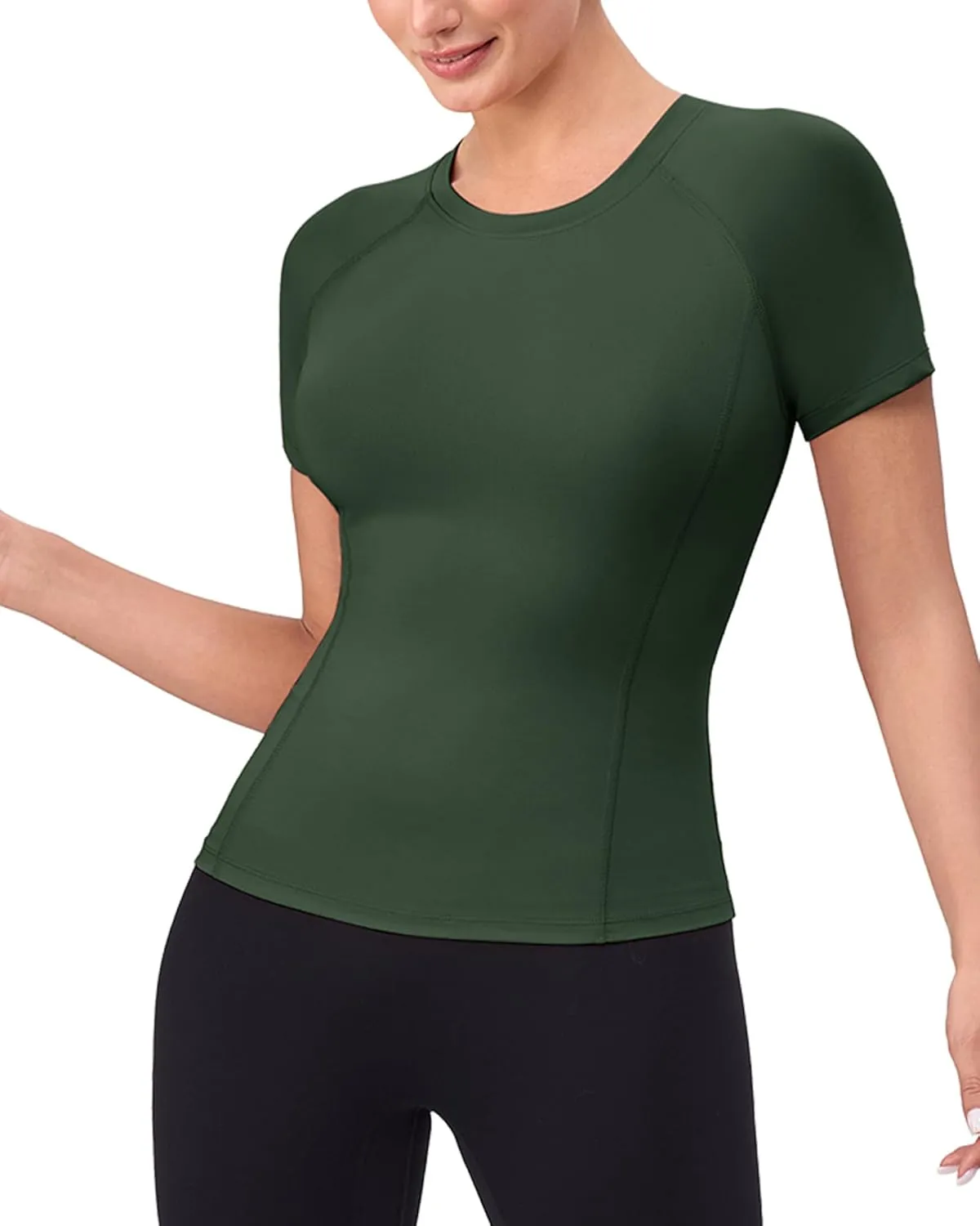 SPVISE Women's Compression Shirt Short Sleeve Workout Tops Athletic Baselayer Dry Fit Running Yoga Gym Basic T-Shirt Crewneck