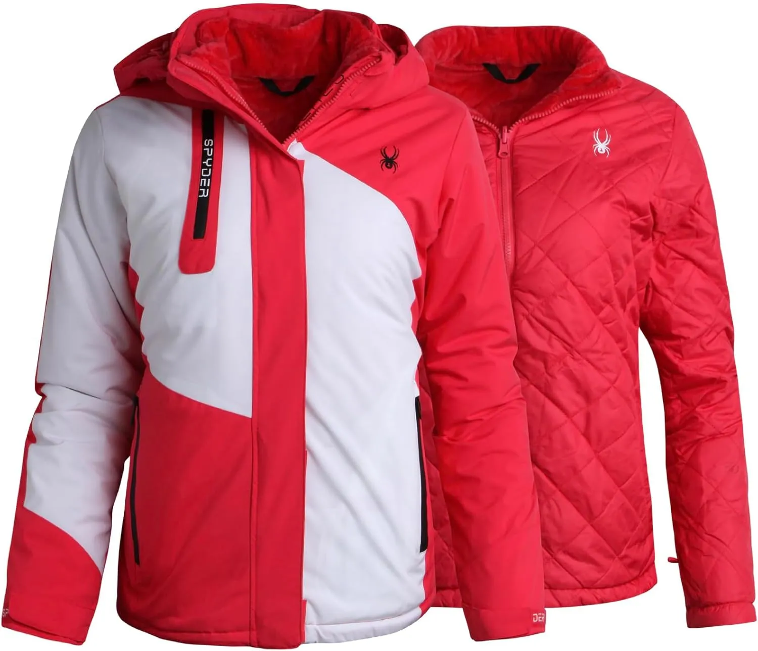 Spyder Women's Snow Ski Jacket - 3 Looks in 1 Insulated Puffer to Sherpa Fur Reversible Inner Winter Jackets for Women (S-XL)
