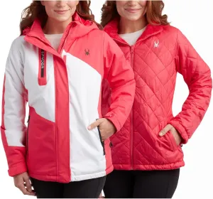 Spyder Women's Snow Ski Jacket - 3 Looks in 1 Insulated Puffer to Sherpa Fur Reversible Inner Winter Jackets for Women (S-XL)