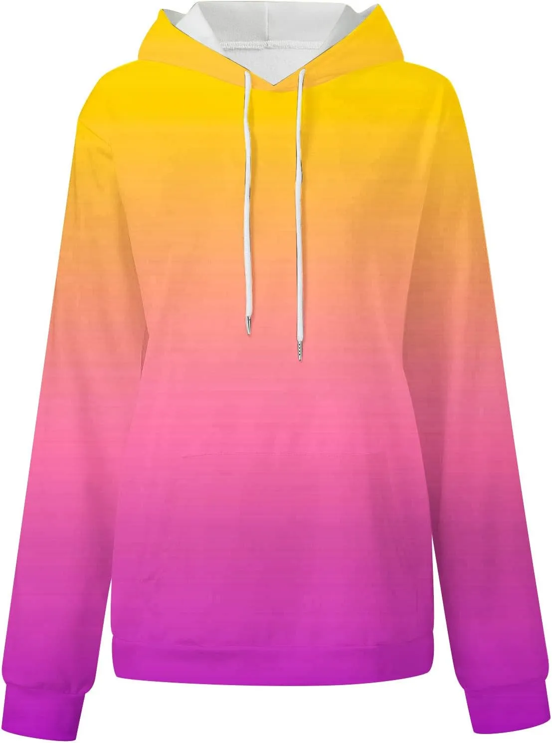 Stessotudo Womens Hoodies 2023 Casual Gradient Long Sleeve Oversized Sweatshirts Pocketed Aesthetic Fashion Pullover Tops