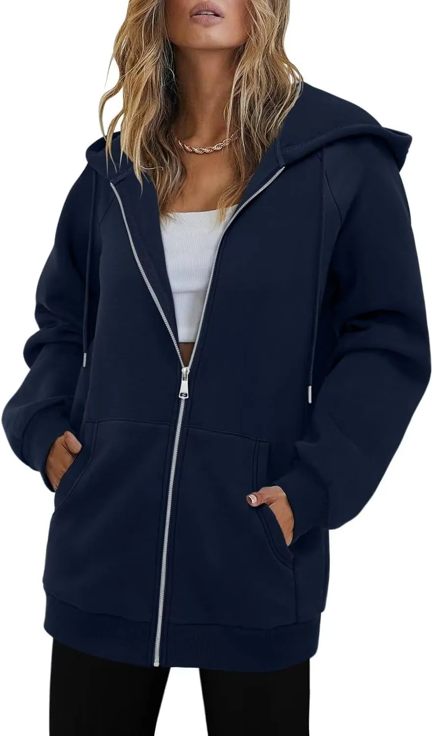 StunShow Women's Zip Up Hoodies Oversized Fleece Long Sleeve Sweatshirts Casual Fall Jacket Coat with Pocket(S-3XL)
