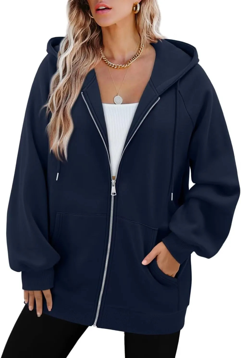 StunShow Women's Zip Up Hoodies Oversized Fleece Long Sleeve Sweatshirts Casual Fall Jacket Coat with Pocket(S-3XL)