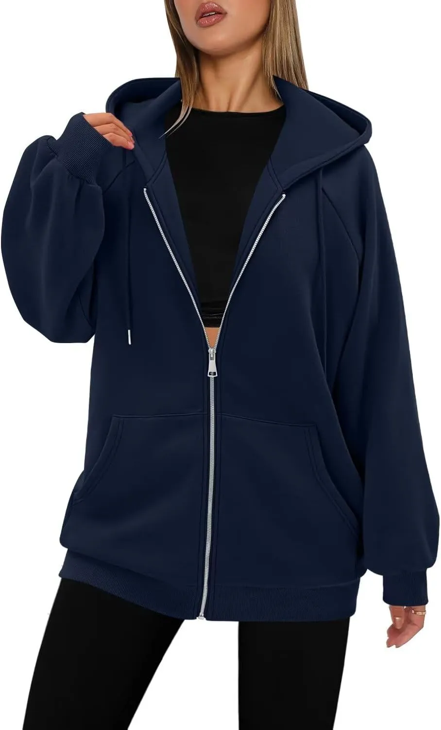 StunShow Women's Zip Up Hoodies Oversized Fleece Long Sleeve Sweatshirts Casual Fall Jacket Coat with Pocket(S-3XL)