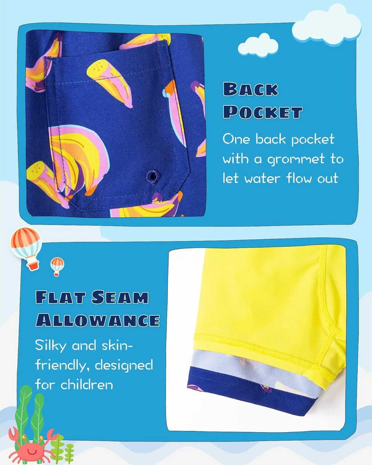 SURF CUZ Boys Swim Trunks with Boxer Brief Liner Toddler Boy Stretch Swimsuit Shorts Quick Dry Swimming Trunks Bathing Suit
