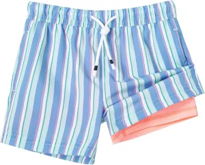 SURF CUZ Boys Swim Trunks with Boxer Brief Liner Toddler Boy Stretch Swimsuit Shorts Quick Dry Swimming Trunks Bathing Suit