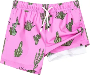 SURF CUZ Boys Swim Trunks with Boxer Brief Liner Toddler Boy Stretch Swimsuit Shorts Quick Dry Swimming Trunks Bathing Suit