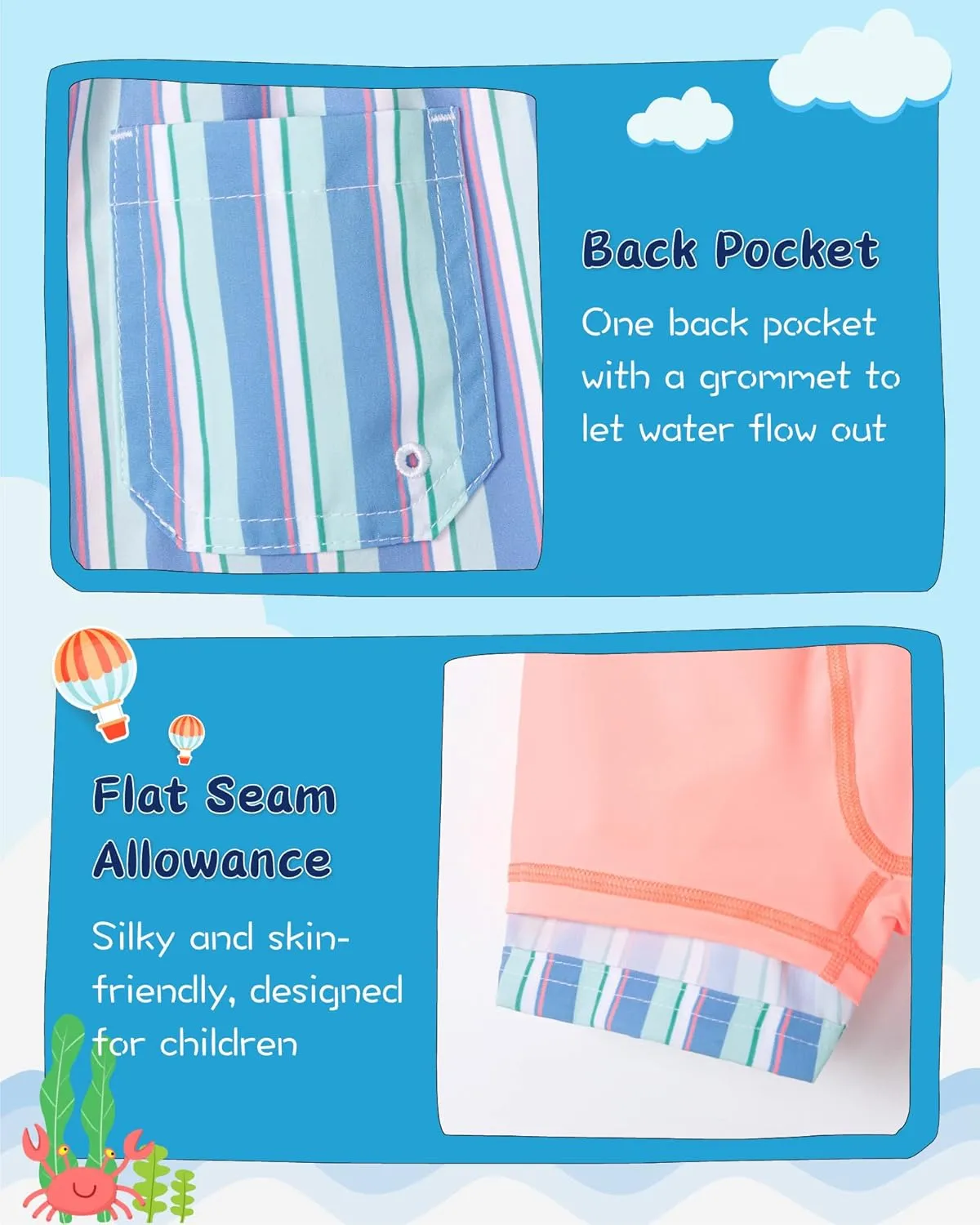 SURF CUZ Boys Swim Trunks with Boxer Brief Liner Toddler Boy Stretch Swimsuit Shorts Quick Dry Swimming Trunks Bathing Suit