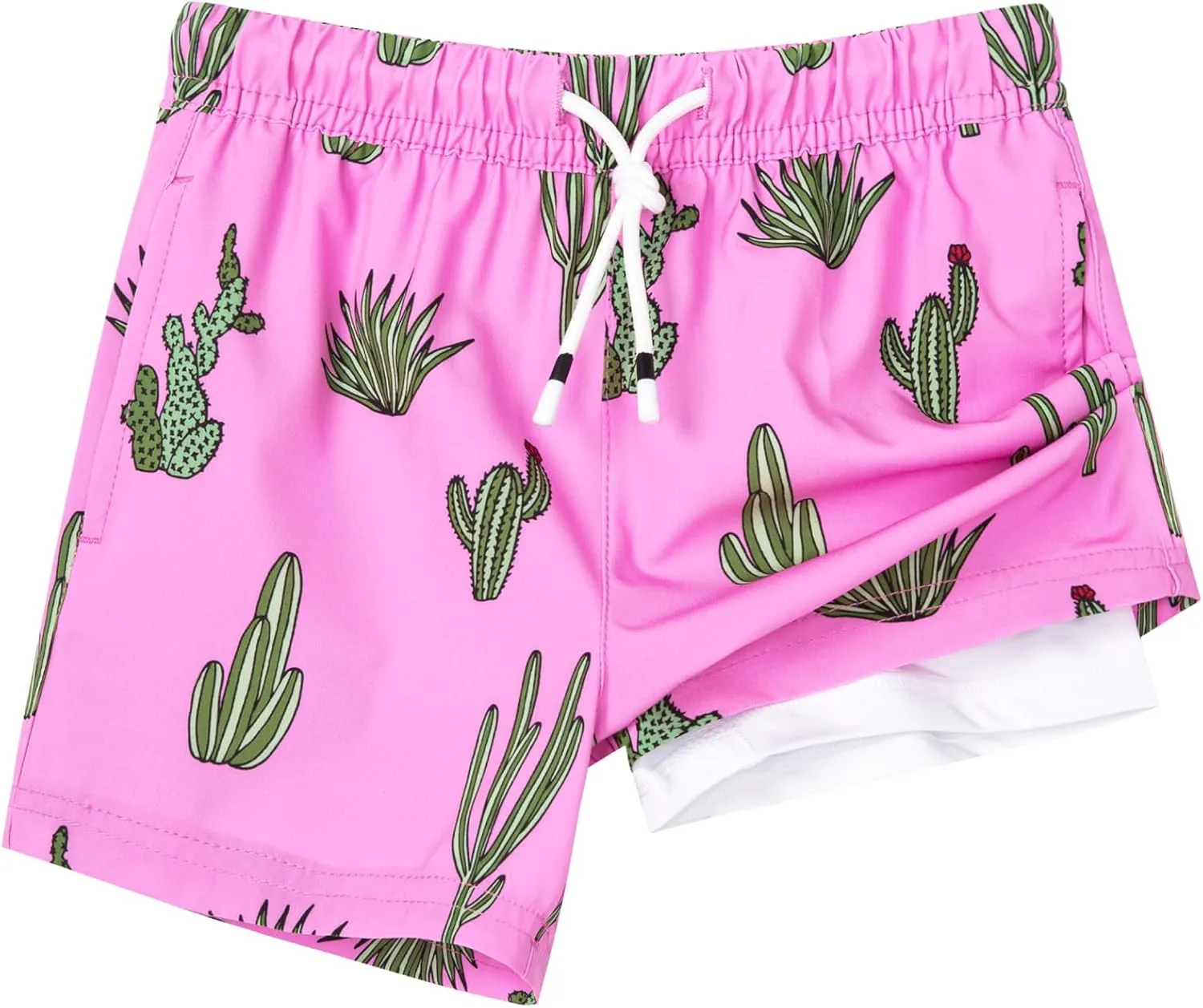 SURF CUZ Boys Swim Trunks with Boxer Brief Liner Toddler Boy Stretch Swimsuit Shorts Quick Dry Swimming Trunks Bathing Suit
