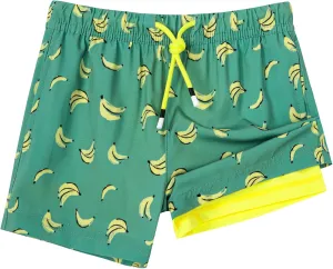 SURF CUZ Boys Swim Trunks with Boxer Brief Liner Toddler Boy Stretch Swimsuit Shorts Quick Dry Swimming Trunks Bathing Suit