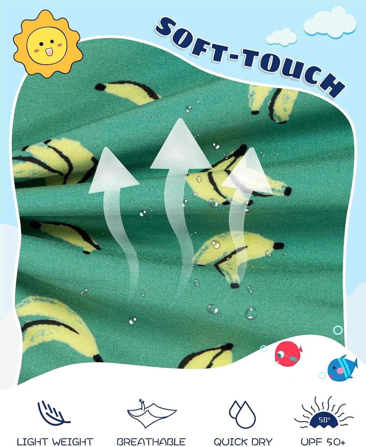 SURF CUZ Boys Swim Trunks with Boxer Brief Liner Toddler Boy Stretch Swimsuit Shorts Quick Dry Swimming Trunks Bathing Suit