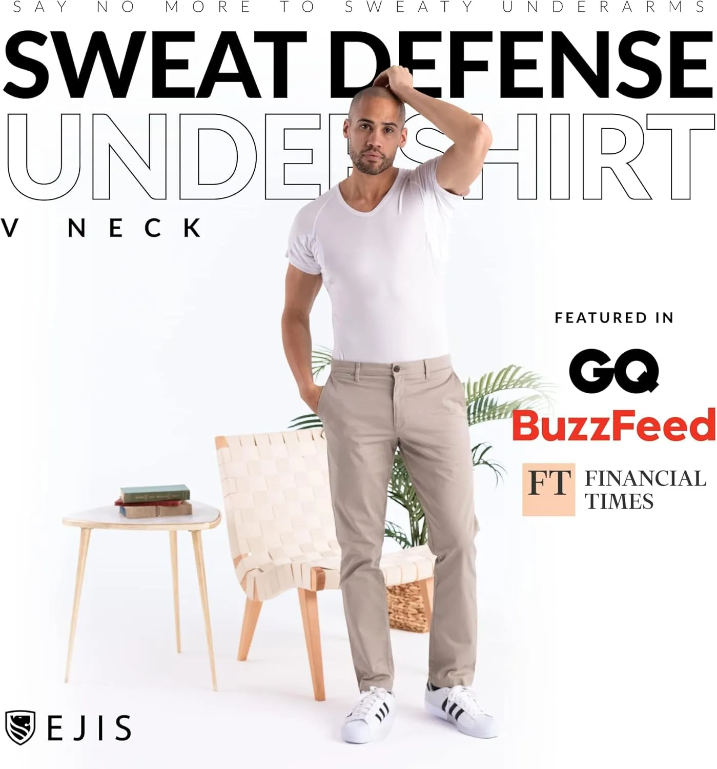 Sweatproof Undershirt Mens Modal V Neck w Sweat Pads, Silver Treated to Fight Embarrassing Odor Aluminum Free Alternative 3pk