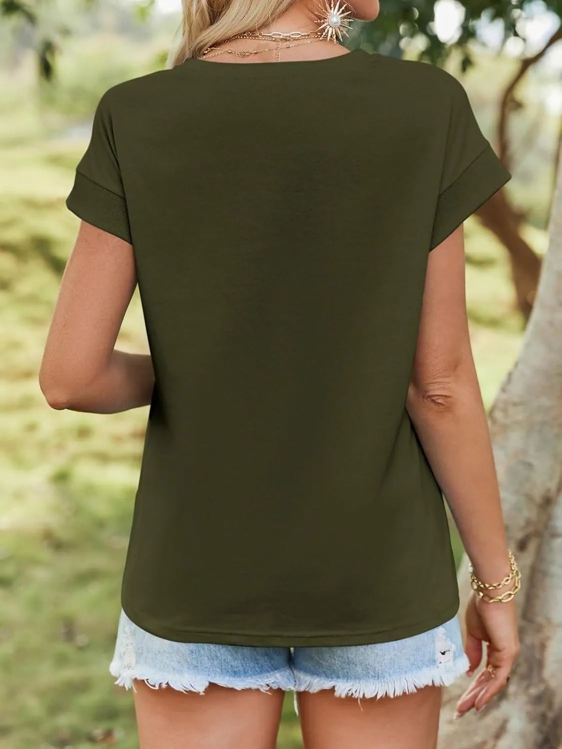 Tankaneo Womens Summer Cap Sleeve Tank Top Crew Neck Solid Casual Loose Fit Basic Tee Shirt