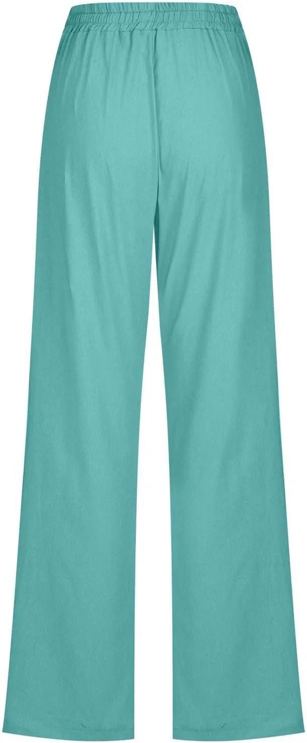 TARIENDY Womens Casual Pants Lightweight Elastic Drawstring Pants High Waisted Summer Lounge Plain Trousers with Pockets