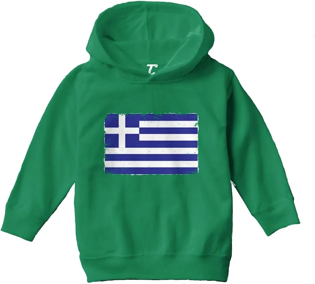 Tcombo Distressed Greece Flag - Greek Pride Toddler/Youth Fleece Hoodie