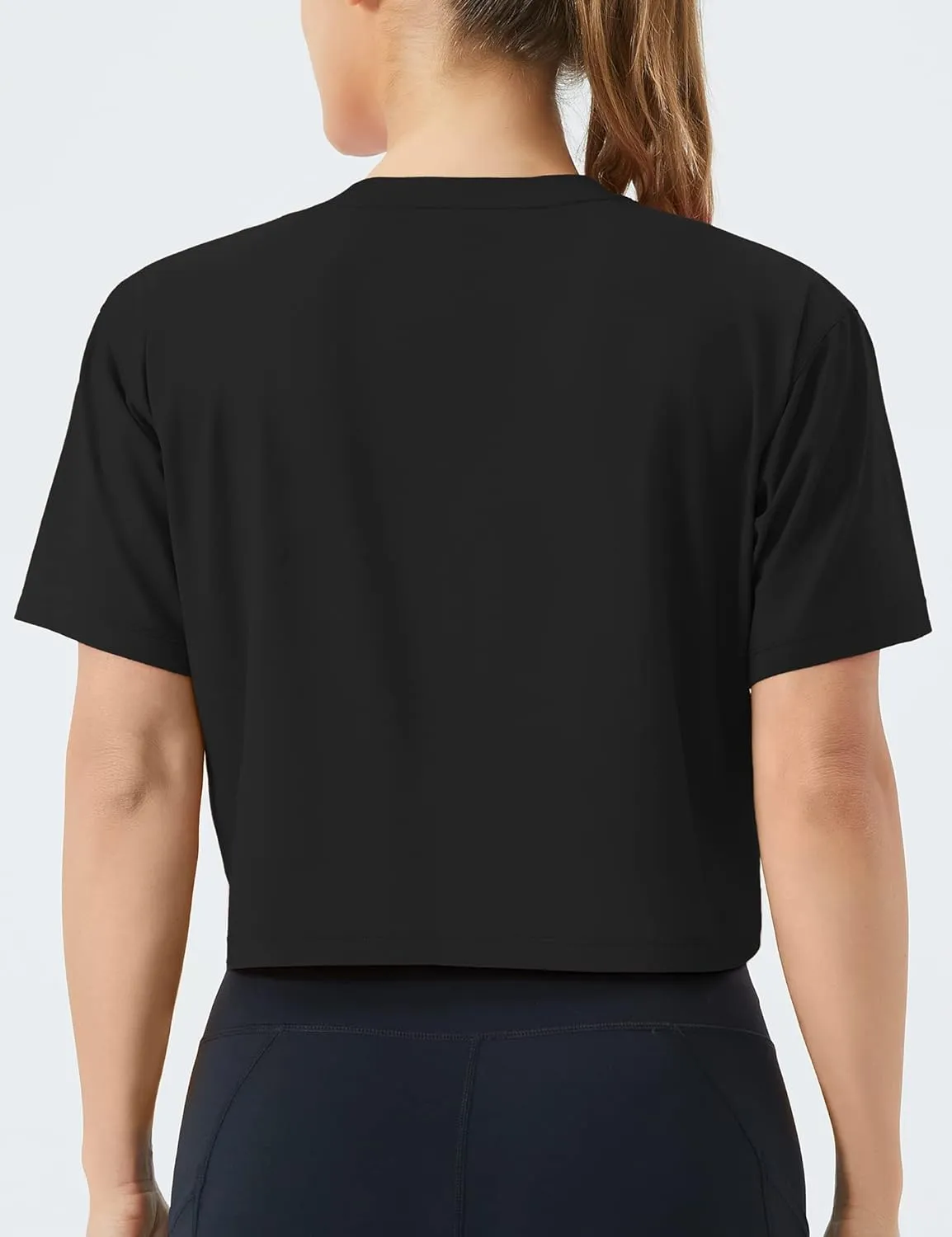 THE GYM PEOPLE Women's Workout Crop Top T-Shirt Short Sleeve Boxy Yoga Running Cropped Basic Tee