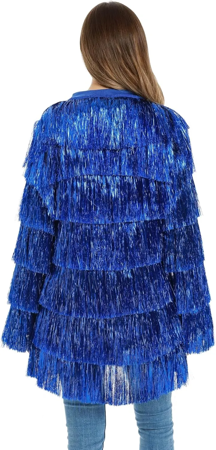 Tinsel Dress for Women, Multi Layer Tinsel Fringe Foil Dance Costume for Carnival Christmas Festive Party Event