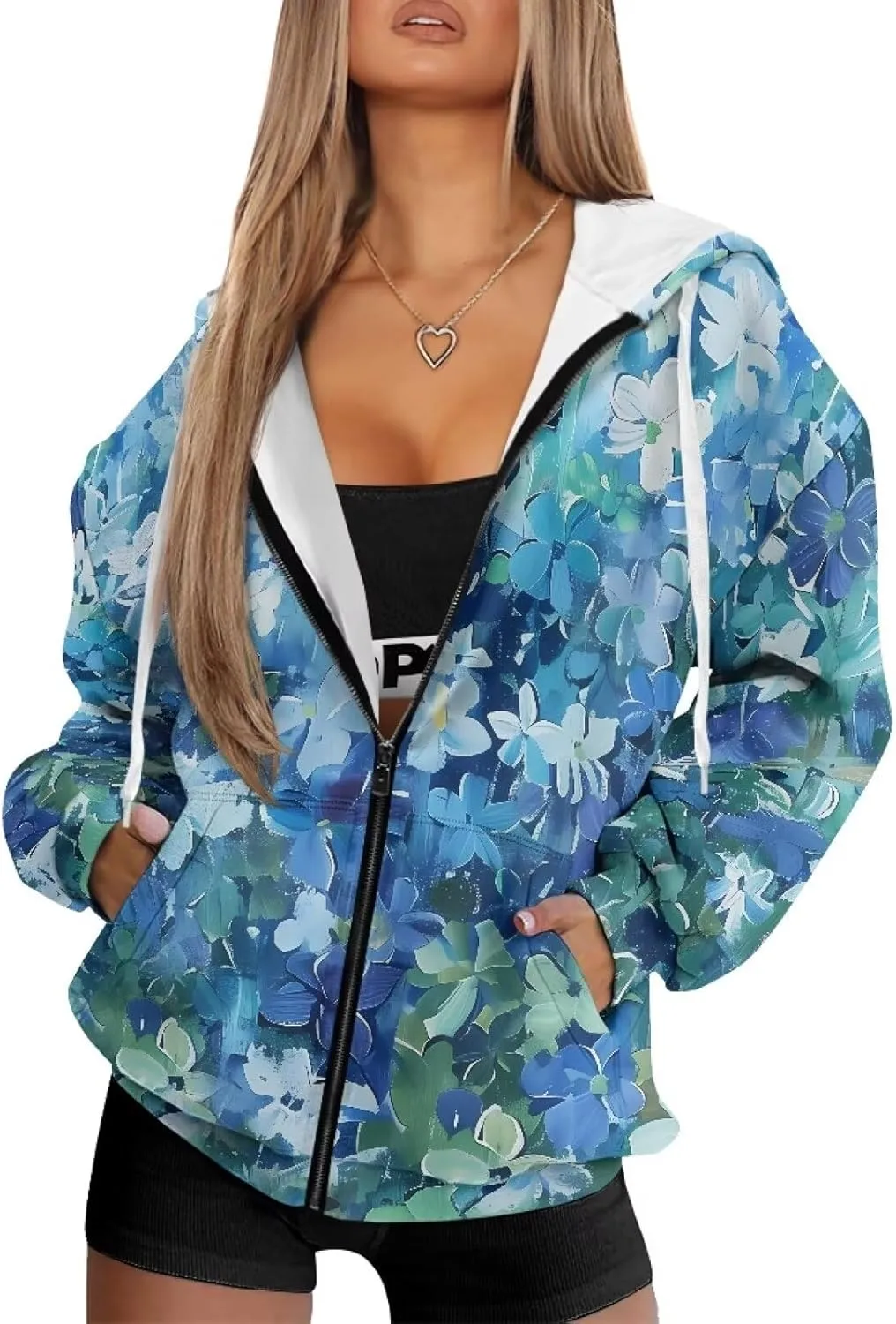 TODIYADDU Trendy Sweatshirts Womens Oversized Hoodies Fashion Zip Up Hooded with Pockets Casual Long Sleeve Pullover Hoodies
