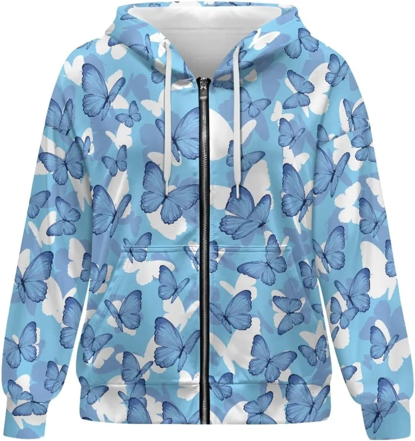 TODIYADDU Zip Up Hoodie for Women Fashion Sweatshirts with Pockets Oversized Jacket Drawstring Hoodies Y2k Winter Outfits