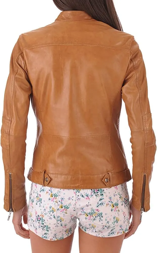 TOMJACK Women Leather Jacket - Lambskin Winter Vintage Motorcycle Biker Jacket, Moto Riding & Racing Jackets