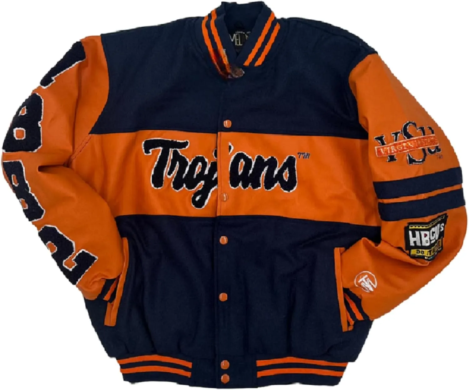 Tones of Melanin VSU OLE SKOOL Unisex Varsity Jacket Vegan Leather Sleeve and Wool Body Causal Letterman Varsity Jackets
