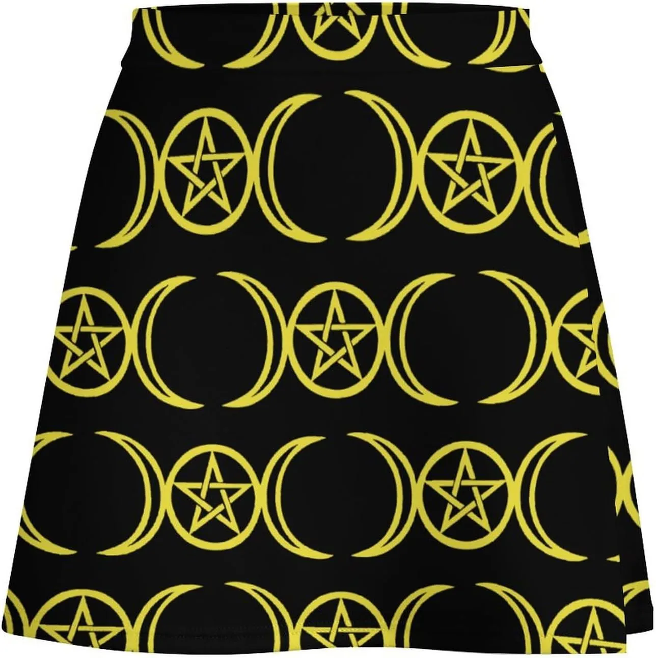 Triple Moon Pentacle Women's Mini Skirts High Waist Short Skorts Casual A-line Skirt