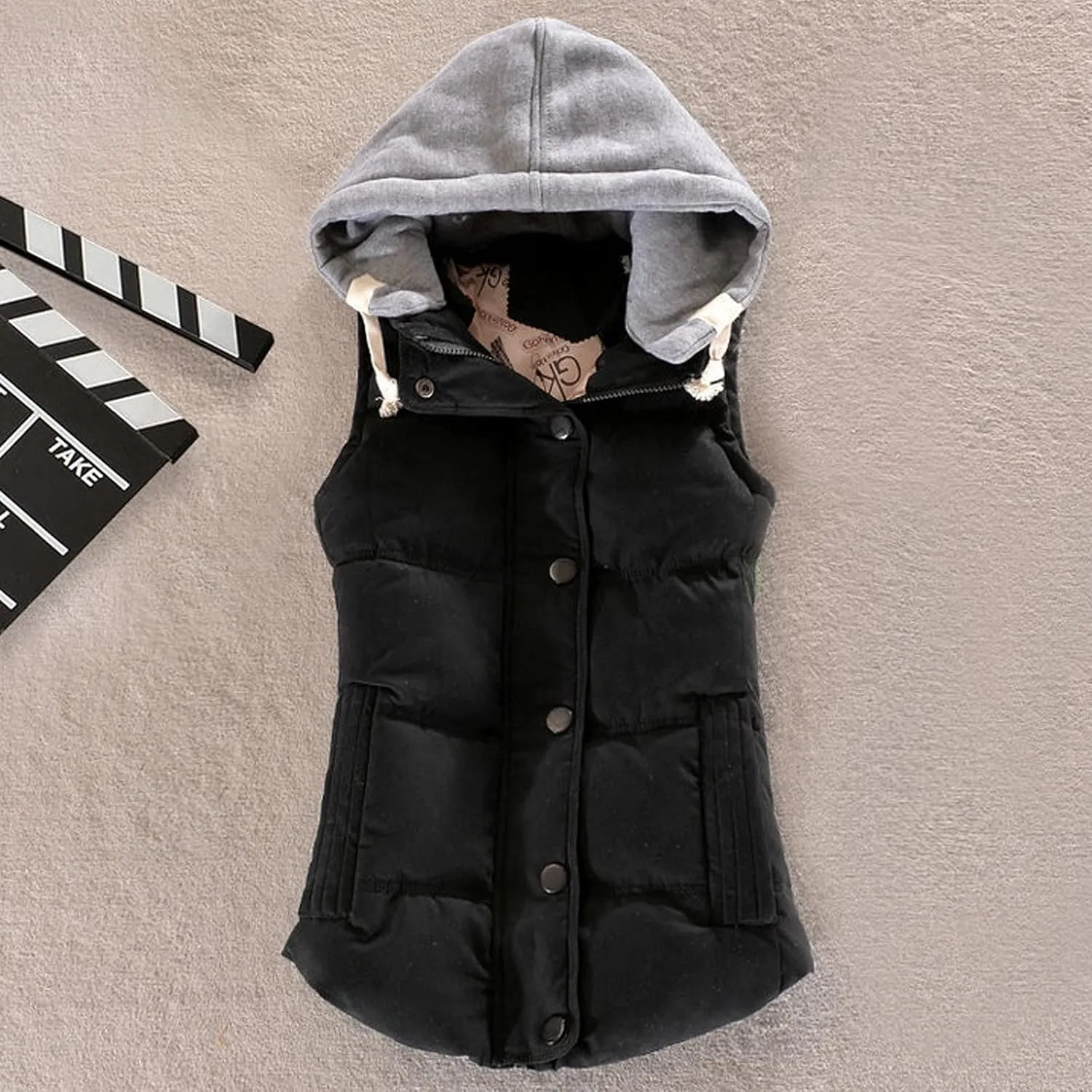 tuduoms Trendy Winter Vest Women Teen Girls Slim Fit Cotton Padded Jacket Vest Hooded Sleeveless Puffer Down Crop Top Gilet