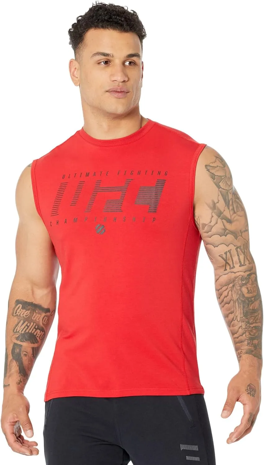 UFC Ultimate Fighting Sleeveless Crew Neck Tank Top for Men  58% Cotton  37% Modal  Regular Fit