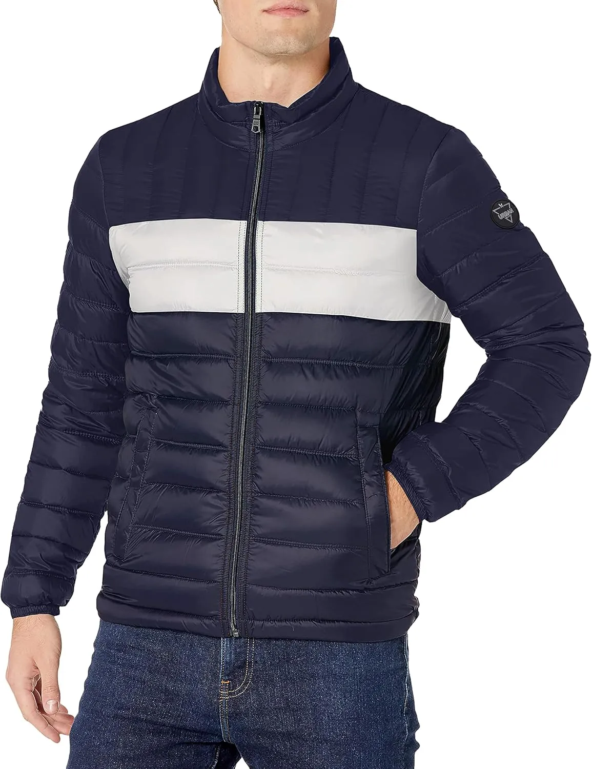 URBAN BUCK Packable Mens Puffer Jacket Lightweight Winter Down Alternative Windproof and Water Repellent Dorian Blue Men Coat (M)