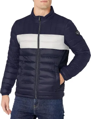 URBAN BUCK Packable Mens Puffer Jacket Lightweight Winter Down Alternative Windproof and Water Repellent Dorian Blue Men Coat (M)