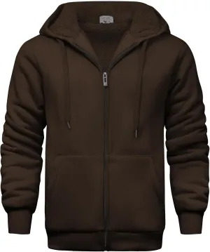 V VALANCH Men Hoodie Zip Up Winter Sherpa Lined Sweatshirt Heavyweight Thick Warm Fleece Jacket