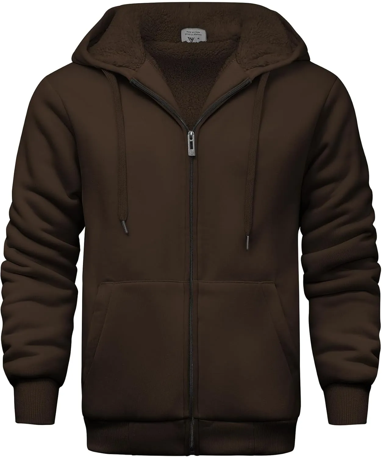 V VALANCH Men Hoodie Zip Up Winter Sherpa Lined Sweatshirt Heavyweight Thick Warm Fleece Jacket