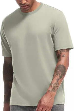 VEIISAR Men's Heavy Weight Crew Neck T-Shirt Mens Premium Cotton Tee - Pre Shrunk S-3XL