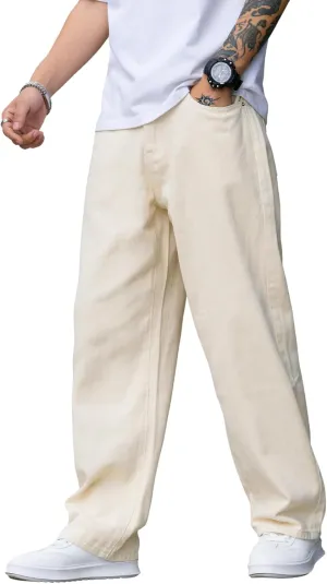 Verdusa Men's Baggy Jeans High Waist Wide Leg Classic Denim Pants