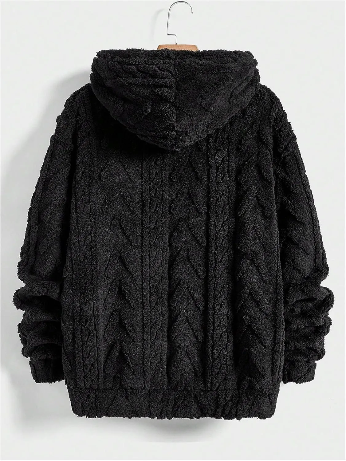 Verdusa Men's Zip Up Hoodies Fuzzy Fleece Jacket Long Sleeve Hooded Jackets Winter Coats Warm Outwear