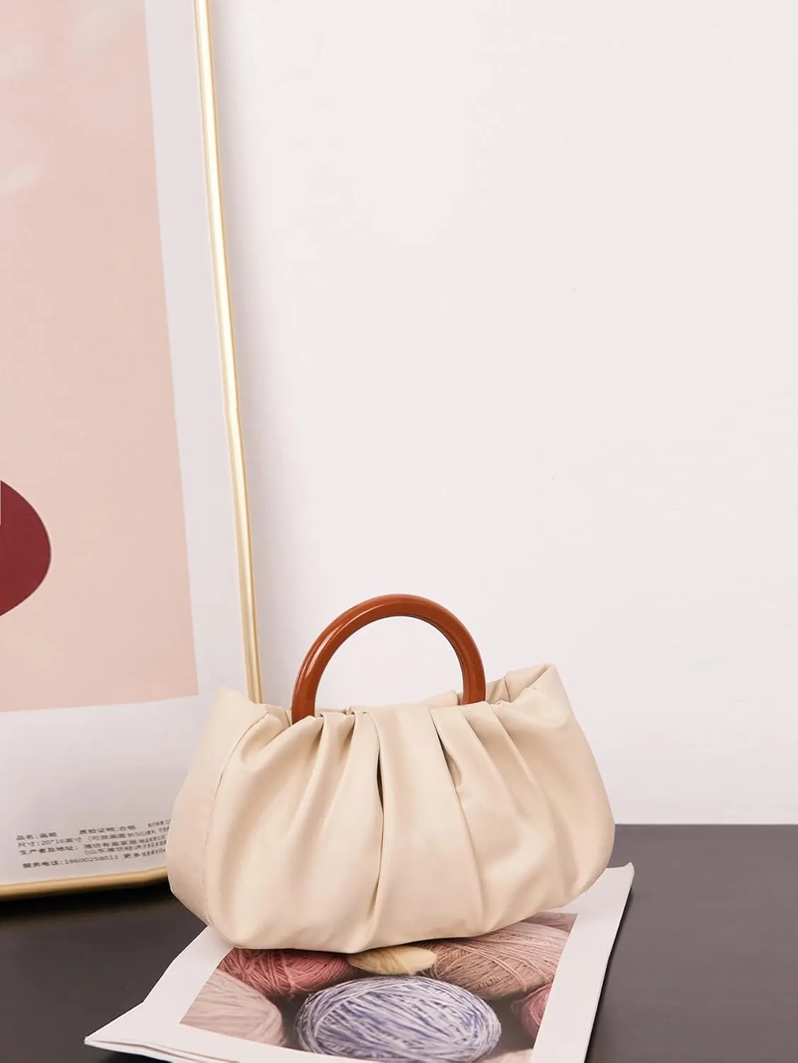 Verdusa Women's Ruched Small Handbag Clutch Purse Dumpling Pouch Bag
