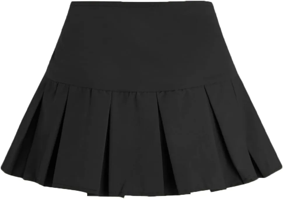 Verdusa Women's Y2K Low Waist Pleated Short A Line Skater Skirt