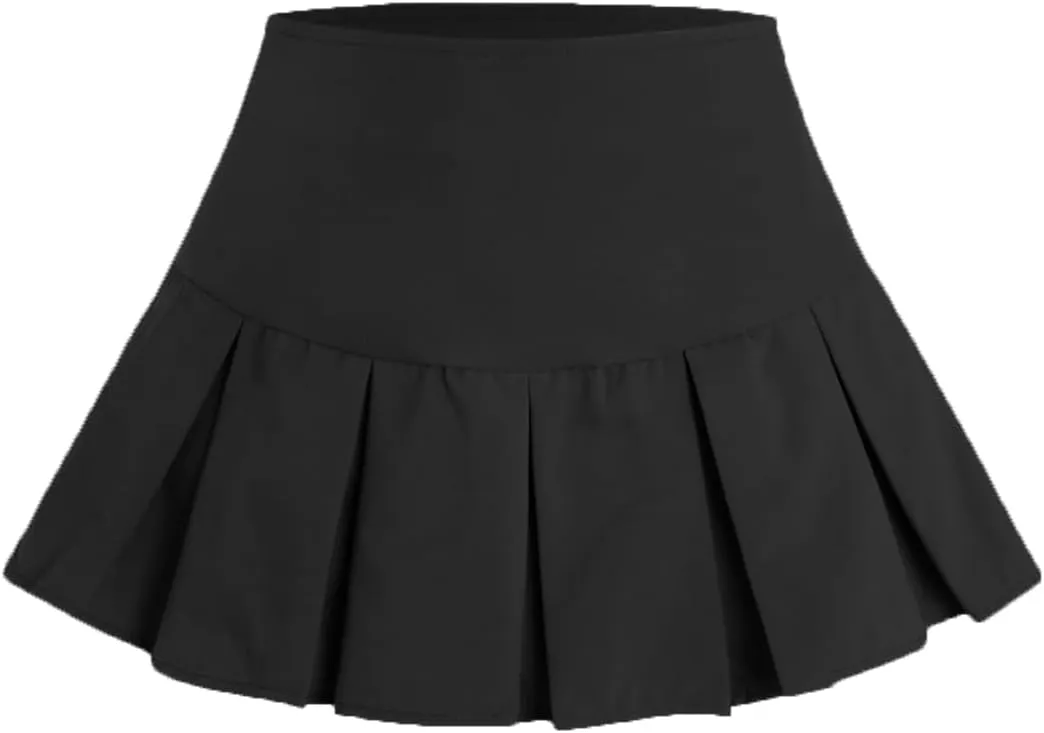 Verdusa Women's Y2K Low Waist Pleated Short A Line Skater Skirt