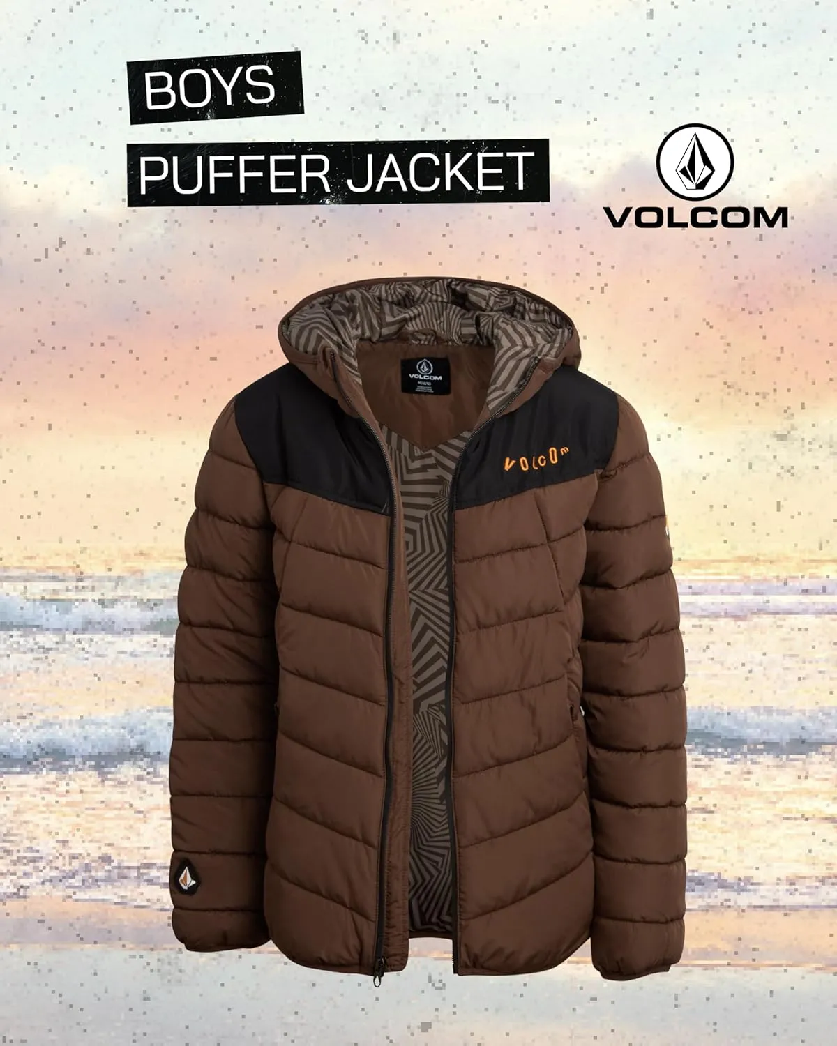 Volcom Boys' Puffer Jacket - Glacier Shield Quilted Winter Jacket with Hood - Insulated Outerwear Jackets for Boys (4-18)