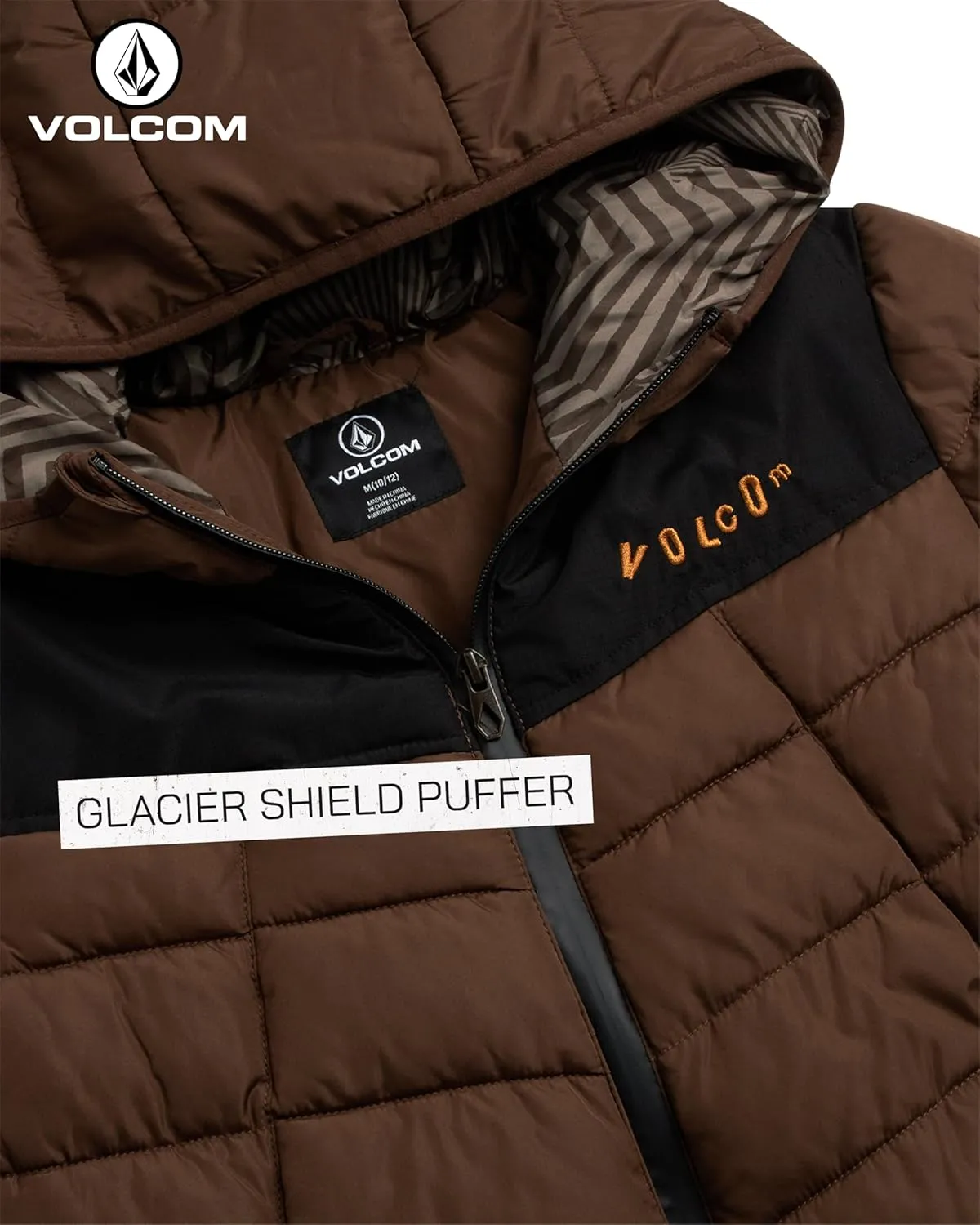 Volcom Boys' Puffer Jacket - Glacier Shield Quilted Winter Jacket with Hood - Insulated Outerwear Jackets for Boys (4-18)