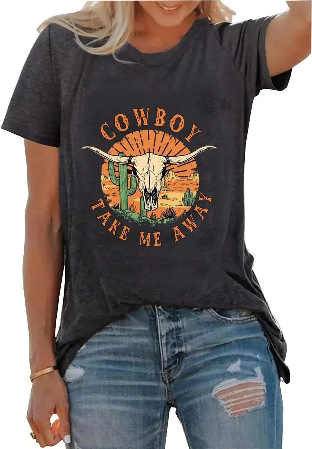 Western Howdy Hat T-Shirt Cowgirl Country Music Vintage Graphic Rodeo Cowboy Women Casual Summer Vacation Tee Tops