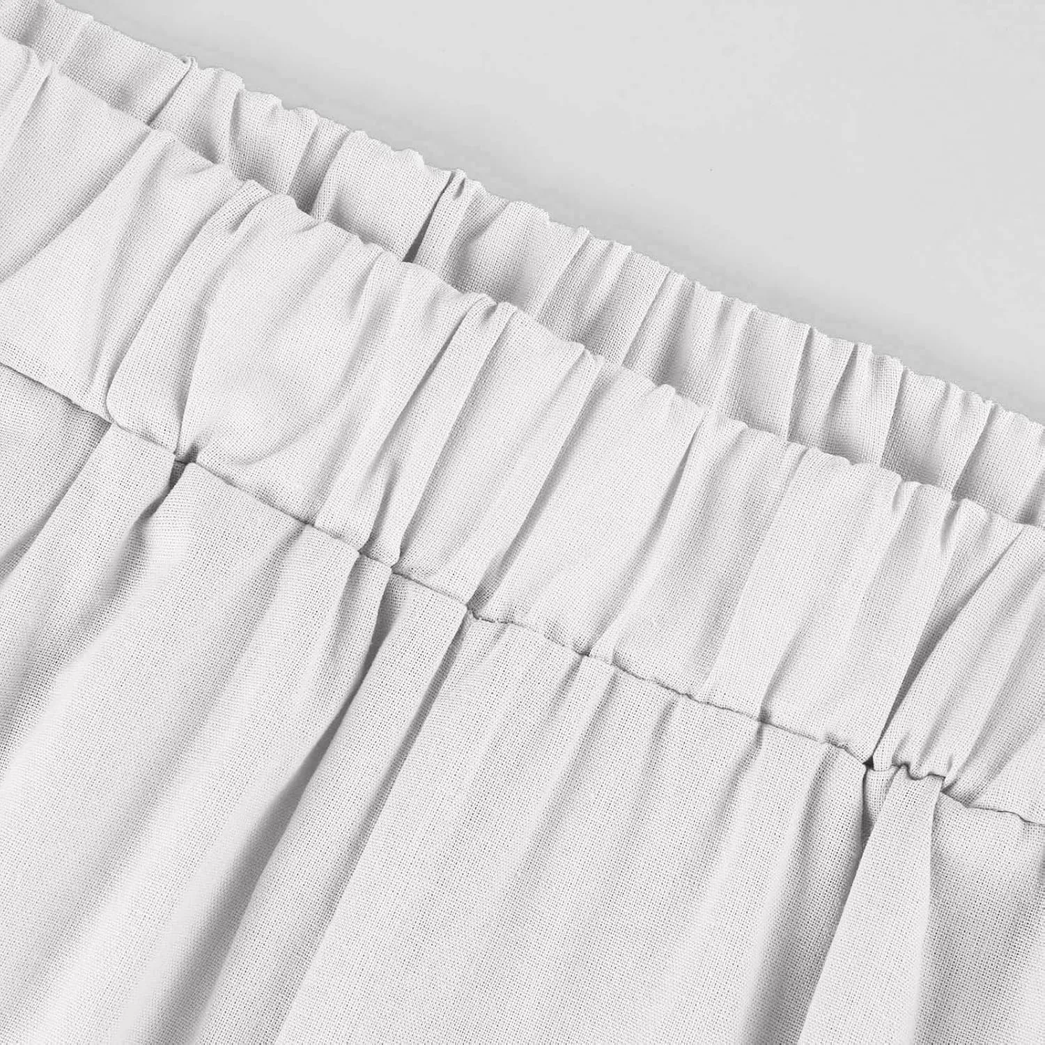 Wide Leg Linen Pants for Women Plus Size Cropped Linen Pants Casual Summer Elastic High Waisted Lounge Pants