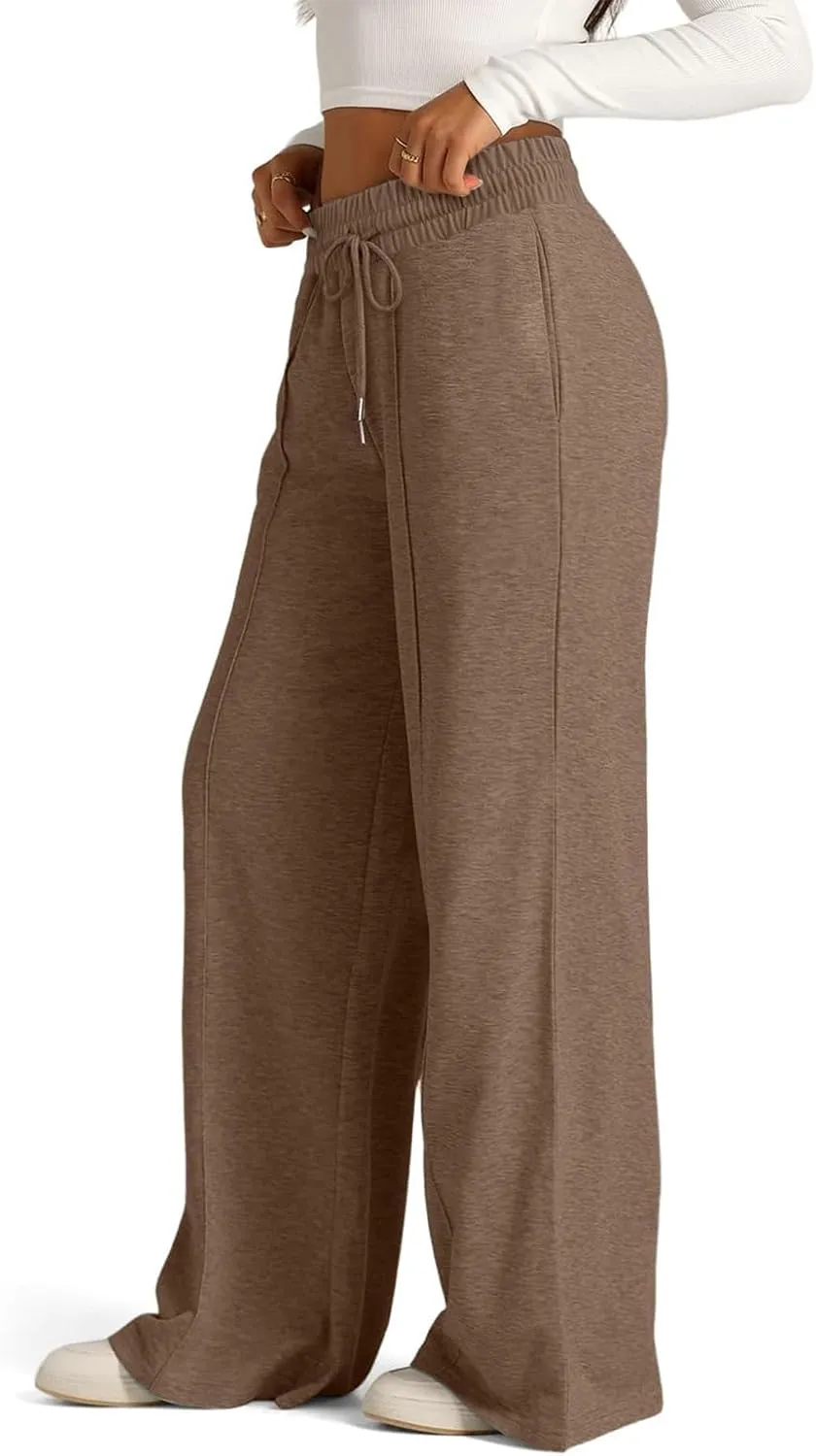 Wide Leg Sweatpants Women Baggy Drawstring Straight Leg Sweatpants High Waist Yoga Pants Lounge Pants with Pockets