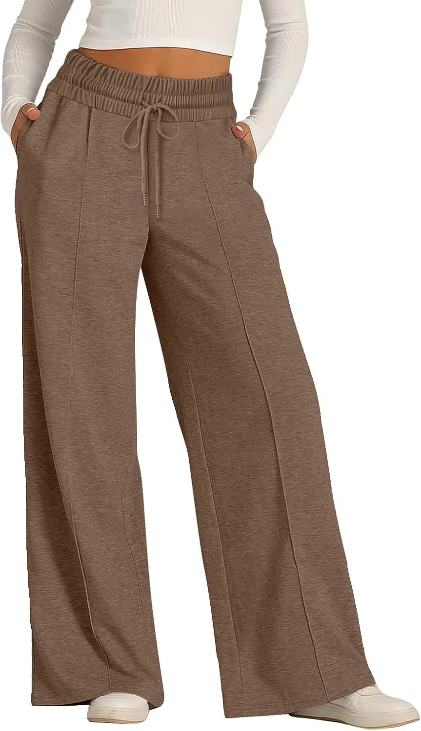 Wide Leg Sweatpants Women Baggy Drawstring Straight Leg Sweatpants High Waist Yoga Pants Lounge Pants with Pockets
