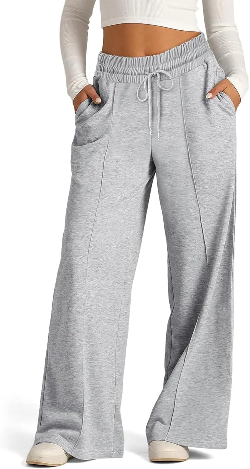 Wide Leg Sweatpants Women Baggy Drawstring Straight Leg Sweatpants High Waist Yoga Pants Lounge Pants with Pockets