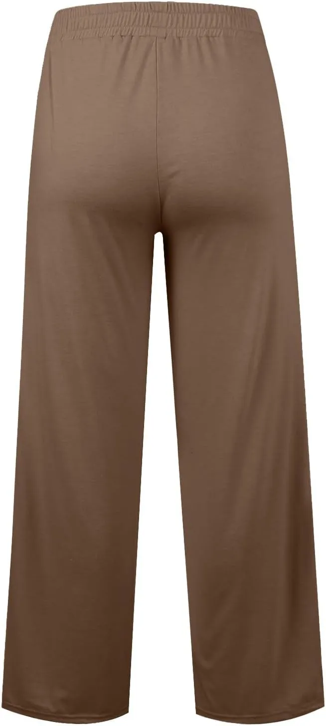 Wide Leg Sweatpants Women Baggy Drawstring Straight Leg Sweatpants High Waist Yoga Pants Lounge Pants with Pockets